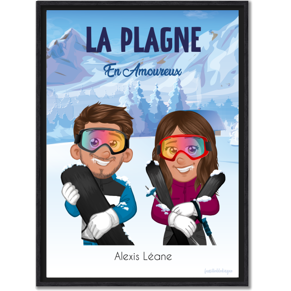 Poster personalizzato per coppia sugli sci