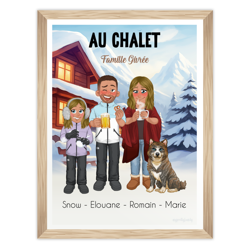 Poster personalizzato chalet di montagna, rifugio invernale, vacanze sulla neve