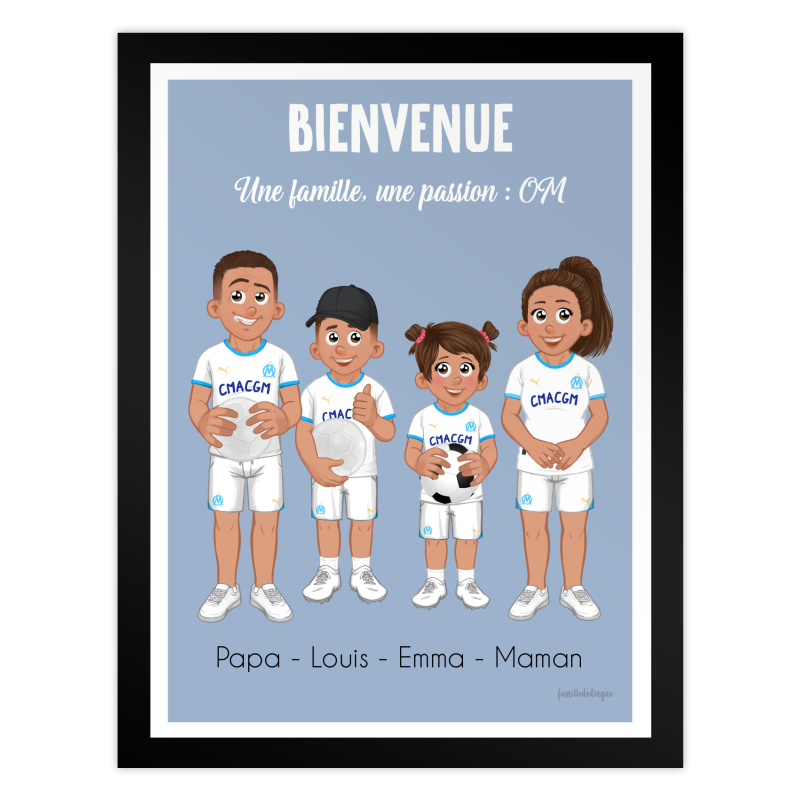 Poster Famiglia Personalizzato nei Colori dell’OM – Tifosi Marsiglia