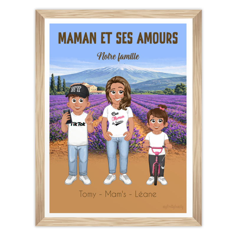 Poster personalizzato mamma e figli con sfondo personalizzabile, regalo Festa della Mamma