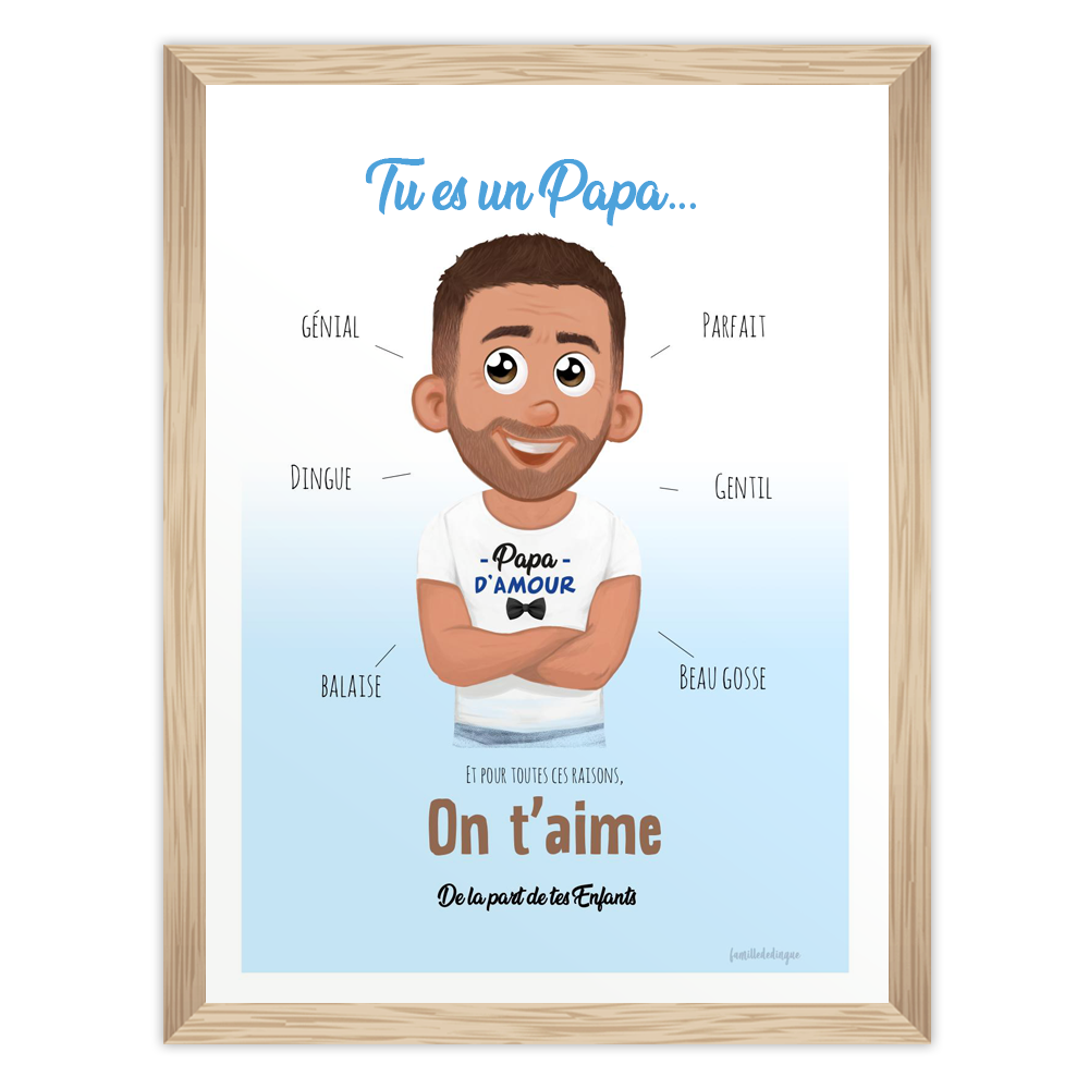  Poster Papà Fantastico personalizzato con sfondo blu – Regalo Festa del Papà