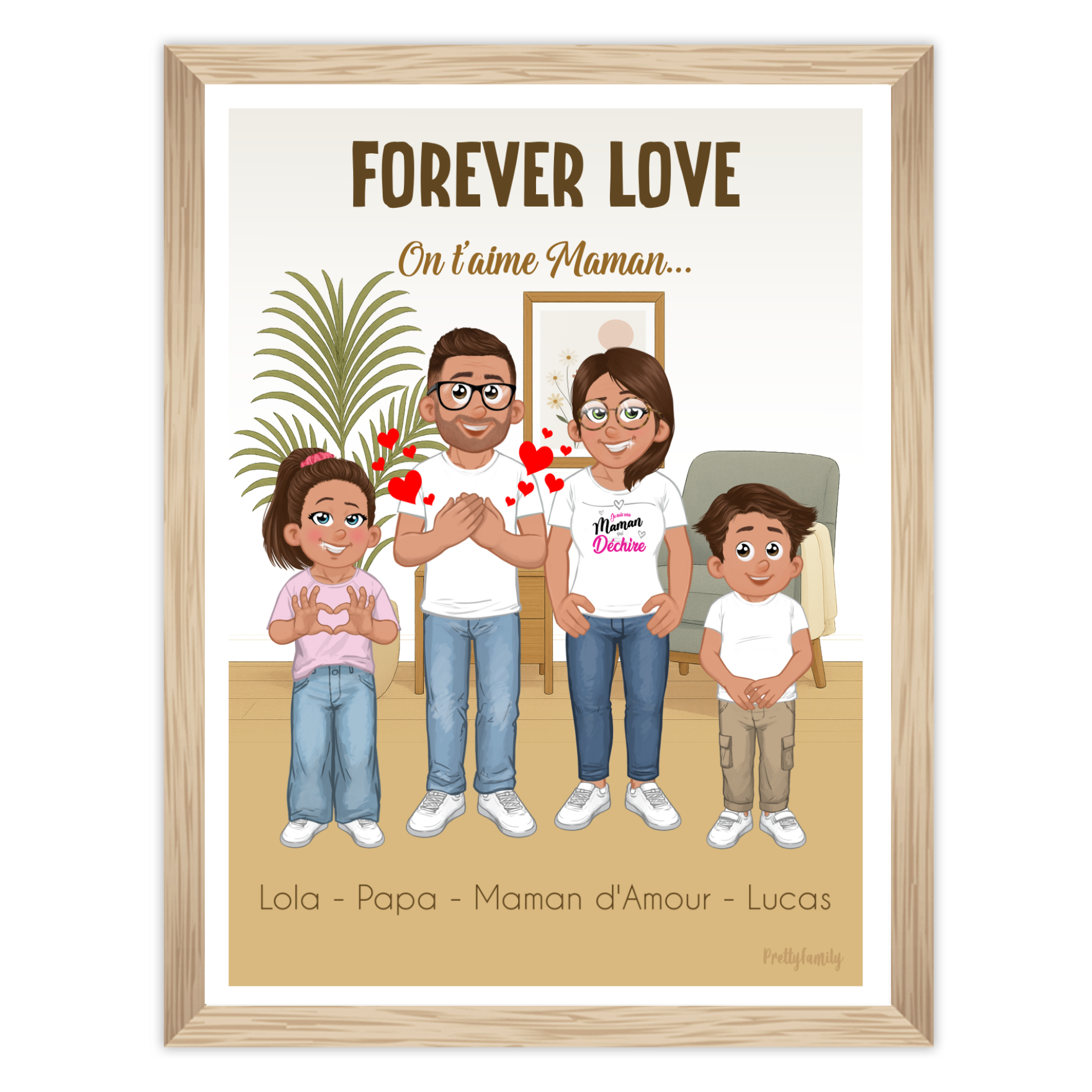 Illustrazione personalizzata di famiglia per Festa della Mamma – avatar e sfondo modificabili