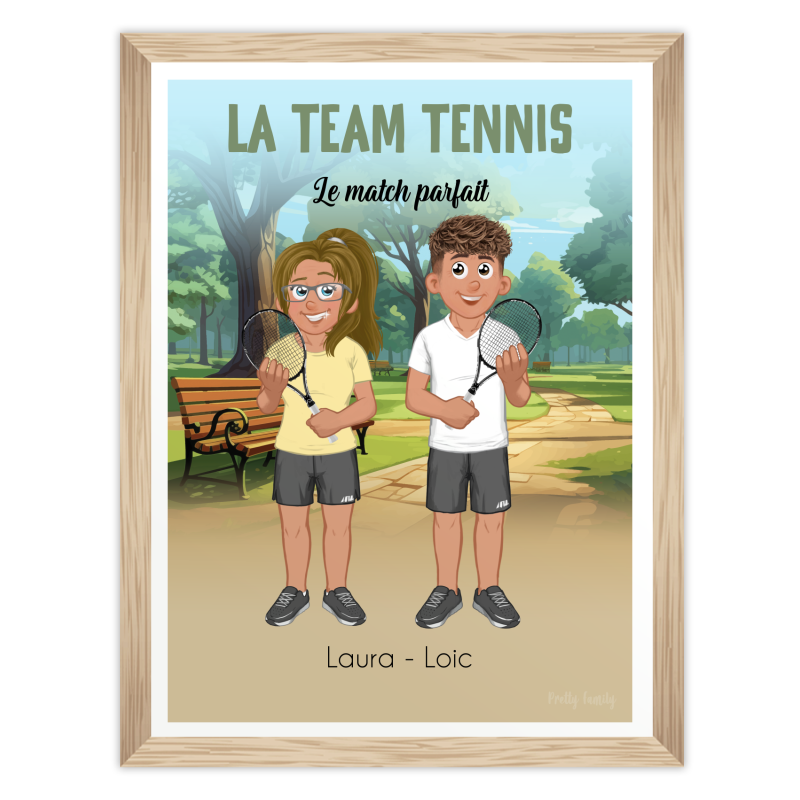 Poster personalizzato La Team Tennis con personaggi, racchette e passione sportiva