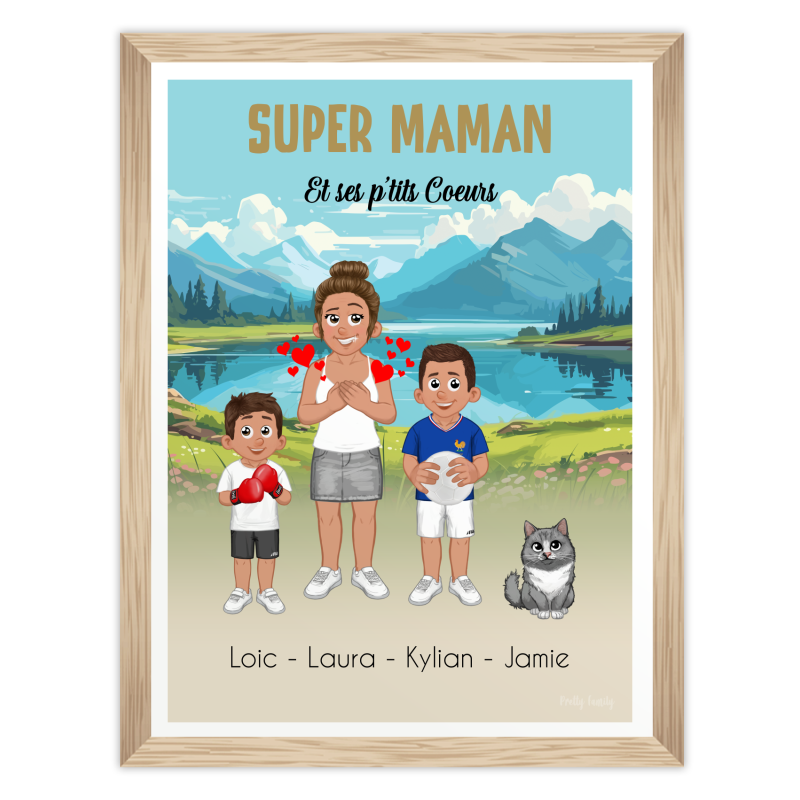 poster personalizzato super mamma e i suoi piccoli cuori con nomi bambini regalo festa della mamma
