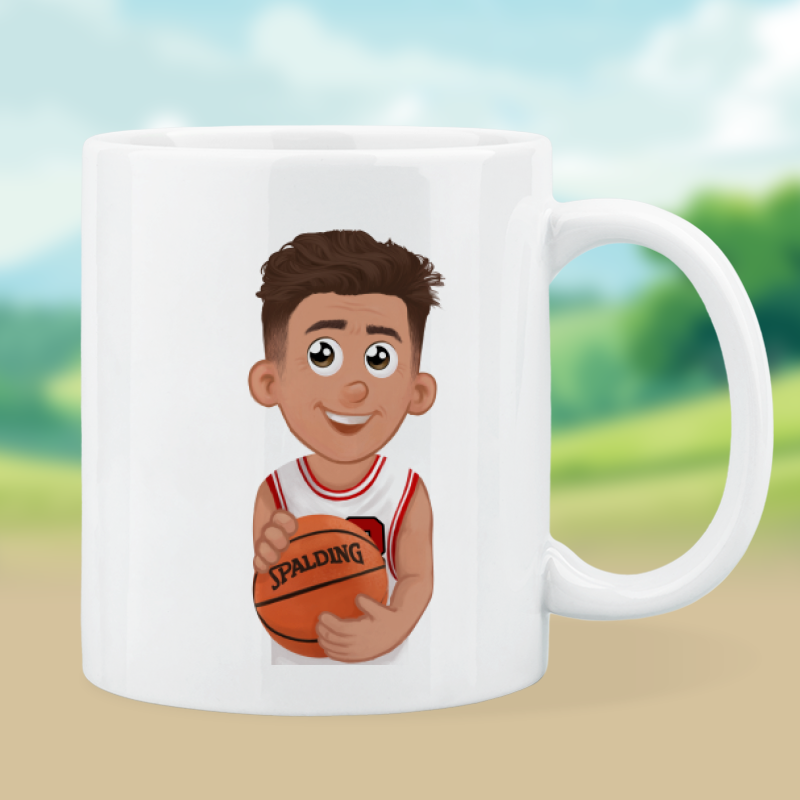 Tazza personalizzata con avatar in divisa da basket
