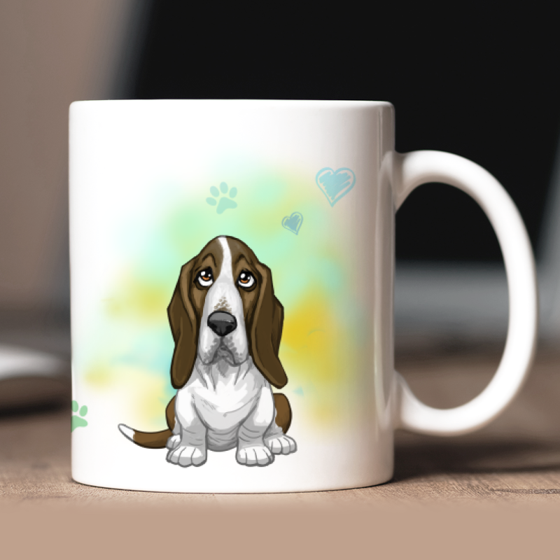 Tazza personalizzata Basset-hound avatar + testo retro