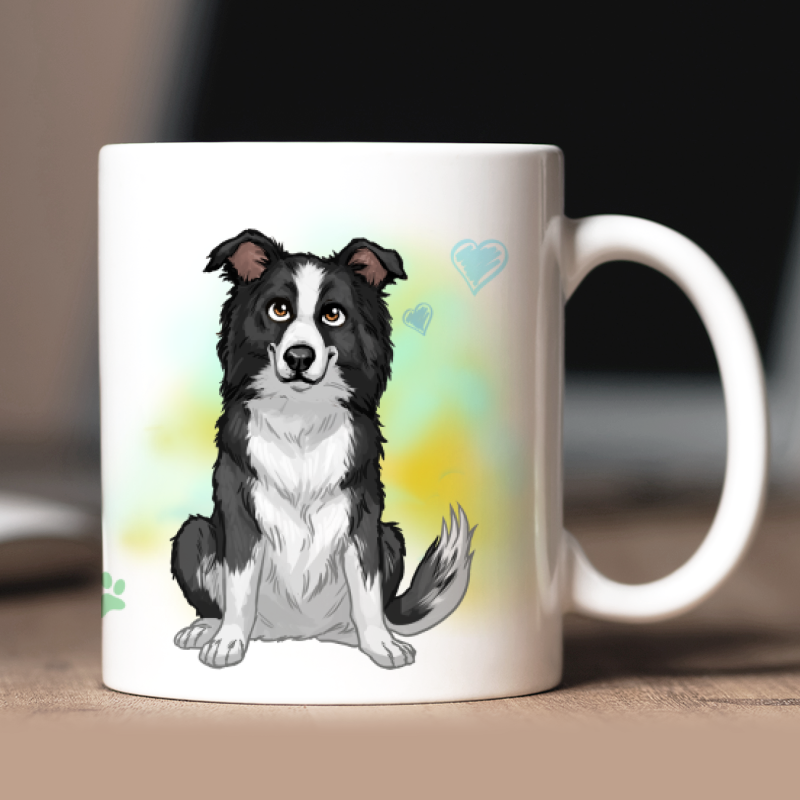 Tazza personalizzata Border Collie avatar + testo retro