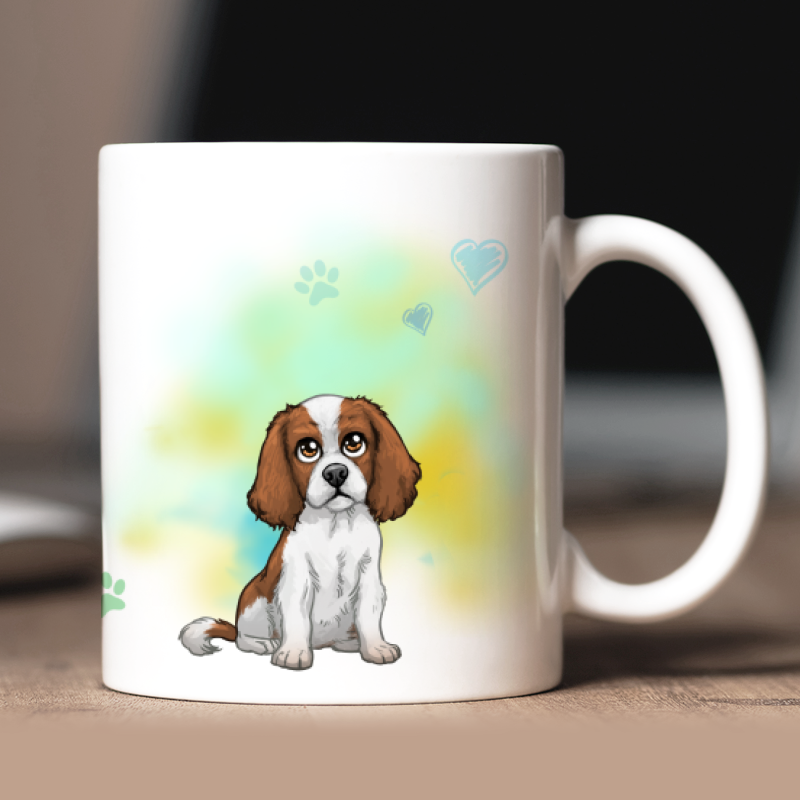 Tazza personalizzata Cavalier King Charles avatar + testo retro
