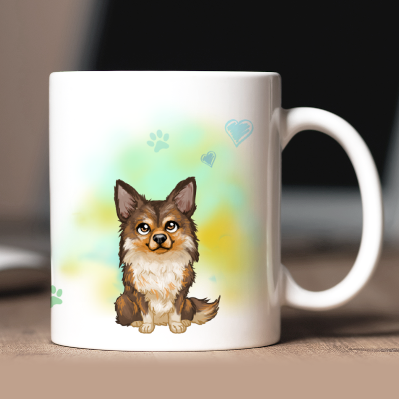 Tazza personalizzata Chihuahua a pelo lungo avatar + testo retro
