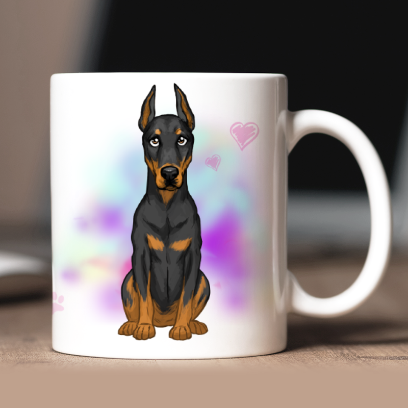 Tazza personalizzata Dobermann avatar + testo retro