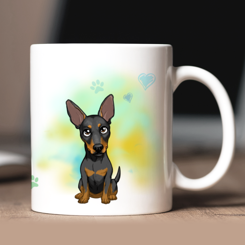Tazza personalizzata Pinscher Nano avatar + testo retro