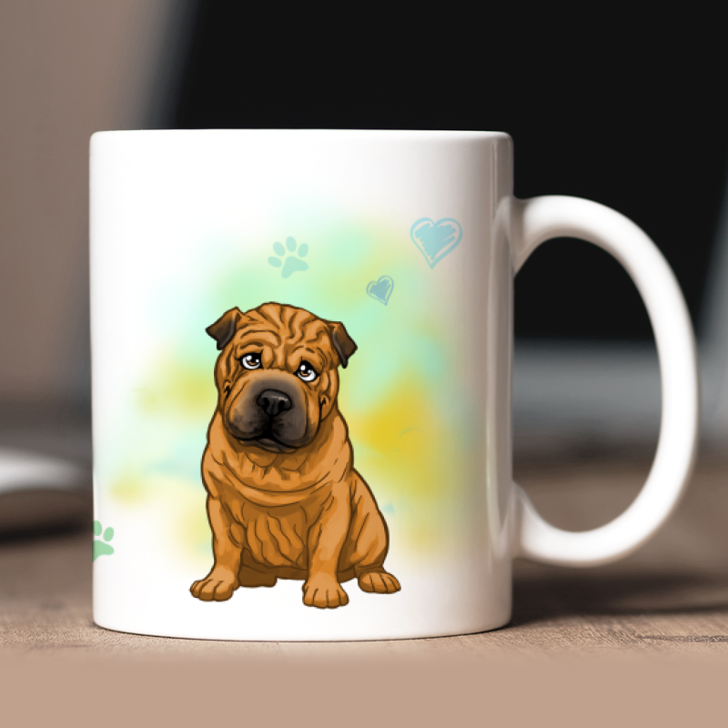 Tazza personalizzata Sharpei + testo retro
