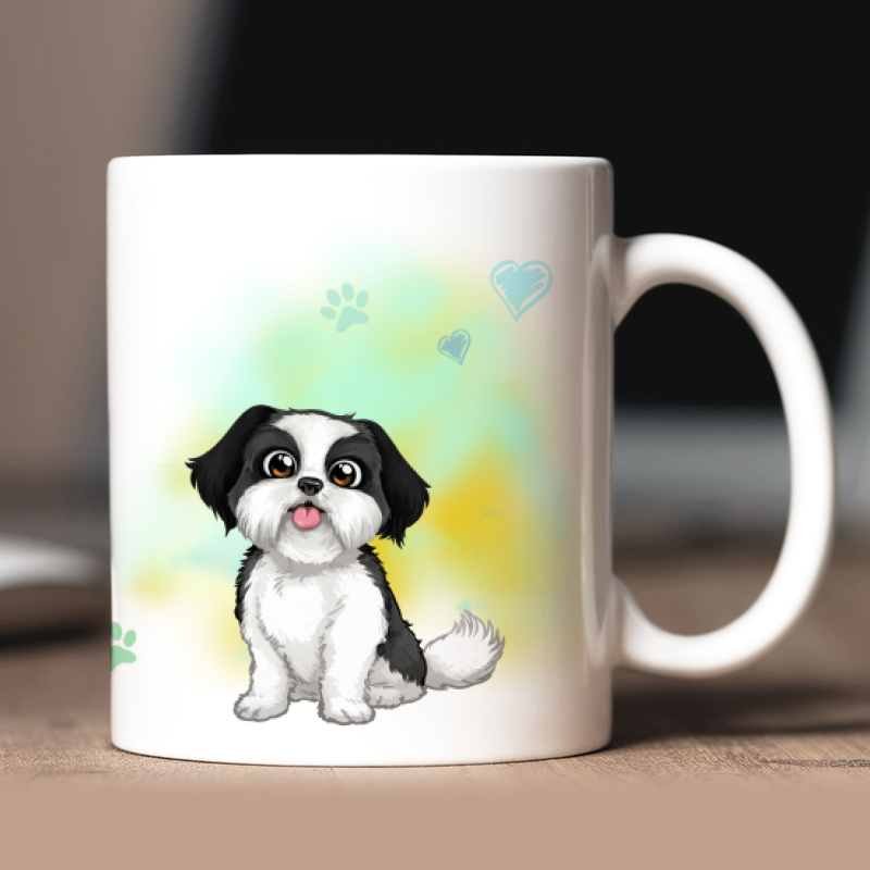Tazza personalizzata Shih-tzu + testo retro