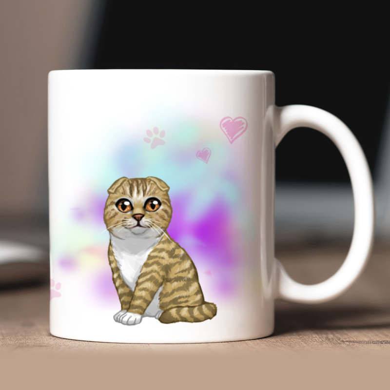 Tazza personalizzata Scottish Fold avatar + testo retro