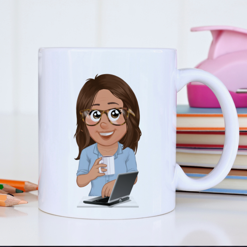 Tazza personalizzata con avatar per segretaria – regalo originale Famille de Dingue