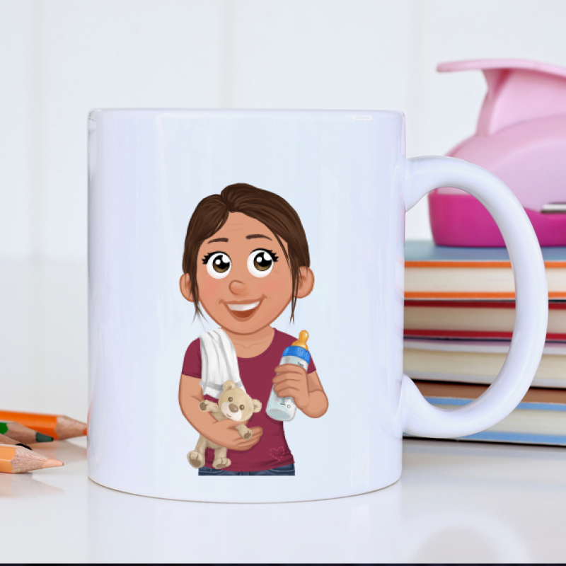 Tazza personalizzata con avatar per la tata – regalo originale della nostra pazza famiglia